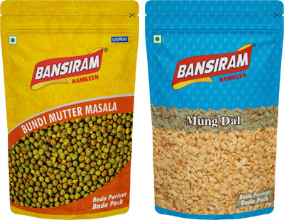 Bansiram Namkeen Bundi Mutter Masala (375gm) & Mung Dal (350gm)(2 x 362.5 g)