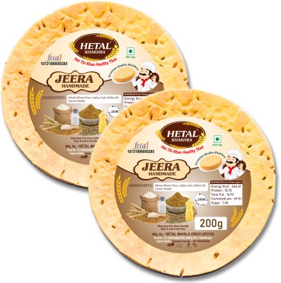 Hetal Khakhra Jeera Handmade Khakhra Vacuum Pack | Pack of 2 | 200g in each pack(2 x 200 g)