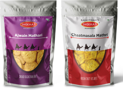 shekhaji Ajwain Mathri and Chaat Masala Mathri combo 400 gm (Pack of 2, 200gm Each)(2 x 200 g)