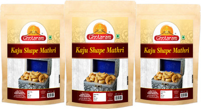 GHOTARAM Salty Kaju Mathri Made by All Purpose Flour Crisp Matthi Mathi Mattri-250g*3Pack(3 x 250 g)