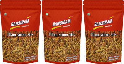 Bansiram Namkeen | Tikha Mitha Mix | Sweet & Spicy Mixture | Crunchy & Flavorful(3 x 200 g)