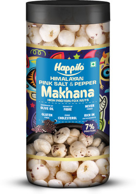 Happilo Makhana Himalayan Pink Salt & Pepper Jar, Roasted Foxnut Healthy Snack,(80 g)