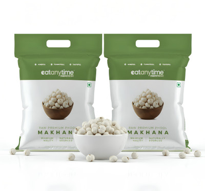 Eat Anytime Raw Makhana | Premium Lotus Seeds | Natural & Gluten-Free Healthy Snack(2 x 200 g)