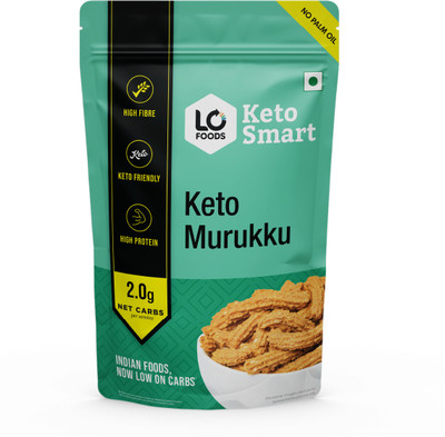 Lo! Foods Keto Murukku | Sugar Free Low Carb Namkeen| 2.9g Net Carb Keto Snacks Diet(200 g)