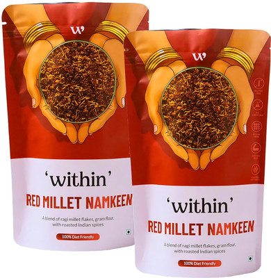 within Roasted Red Millet Namkeen – 90g [Pack of 2] | Ragi Flakes & Gram Flour Snack(2 x 45 g)