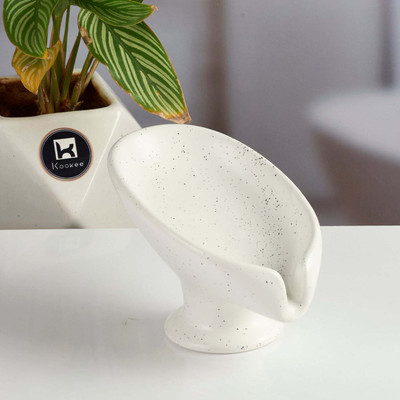 Kookee Ceramic Soap Holder Dish, Set of 1, White (Set of 1) (12090)(White)