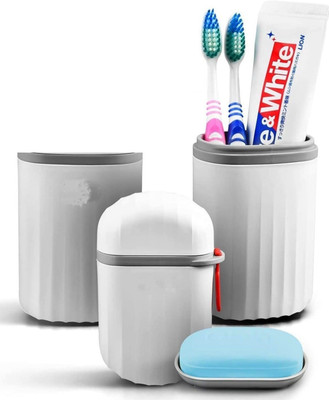 Rosebee Travel Soap Box Case and Travel Toothbrush Case/Toothpaste Holder Combo(White)