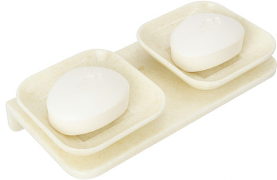 Fossa Classic Ceramic Unbreakable Double Soap Dish for Bathroom & Kitchen(Ivory)