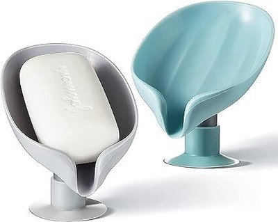 Sahaj Enterprise Leaf-Shape Self Draining Soap Dish Holder (3 Pcs)(Multiple)