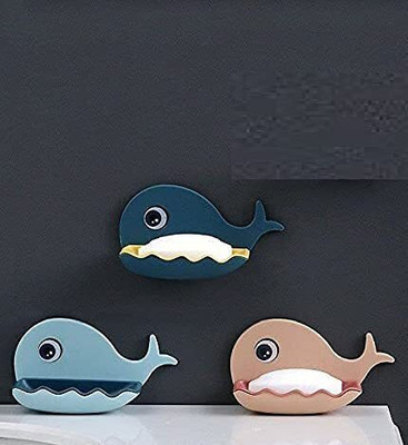 FIVANIO Pack of 4 Beautiful Fish Design Double Layer Self Draining Soap Case x4.08(Multicolor)