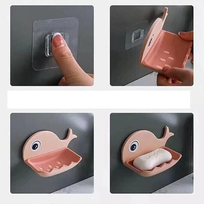 SJK Fish Shape Cute Adhesive Waterproof Wall Mounted Soap Dish(PACK OF 4)(Multicolor)