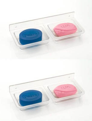 FORSQUARE HARDWARE PRODUCTS Double Soap Dish of ABS Plastic Unbreakable for Bathroom Square Shape(clear)