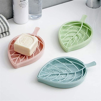 khorduExpo Multifunctional Household Leaf Shape Double Layer Storage Soap Box(Multicolor)