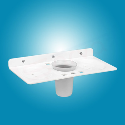 Sarvatr Acrylic Double Soap Stand with Glass Tumbler Holder, Soap Dish(3 in 1)(White)