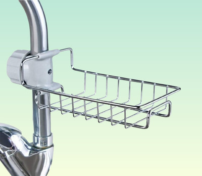 Voysxe Sink Organizer to hold Dish Sponge while Soap Holder(Silver)