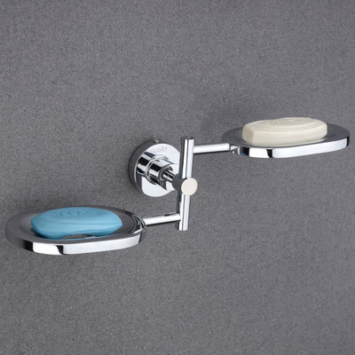 GLOXY Stainless Steel Wall Mount Double Soap Holder Rust Proof Stand for Bathroom(Silver)