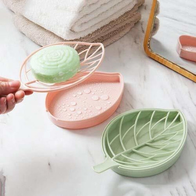 WebDealz Pack of 2Leaf Shape Self Draining Bar Soap Holder x2.17(Random Colour)