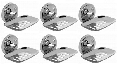 LABATHWAYS Premium Stainless Steel Soap Dish Soap Holder Soap Stand (Pack of 6)(Silver)
