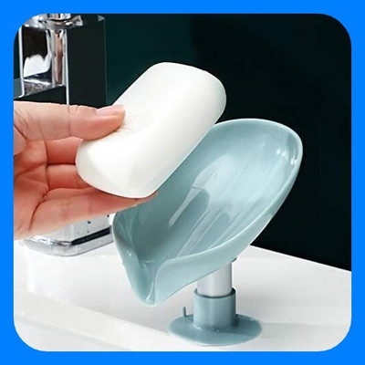 SJK Pack of 1 Leaf Shaped Self Draining Suction Cup Soap Dish x1.152_sc12(Multicolor)