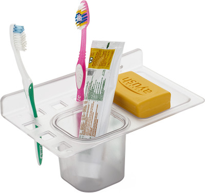 FORSQUARE HARDWARE PRODUCTS Plastic 2 in 1 Soap Dish of ABS Plastic Unbreakable for Bathroom(clear)