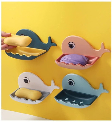 VRDH Fish Shape Cute Adhesive Waterproof Wall Mounted Soap Dish(PACK OF 1)1.432(Multicolor)