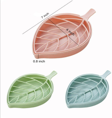 WebDealz Pack of 3Leaf Shape Self Draining Bar Soap Holder x3.56(Random Colour)