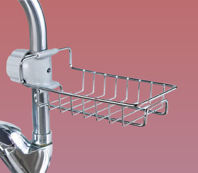 Vgynex Kitchen Metal Caddy Metal Faucet Soap Sponge Basin and and Holder(Silver)