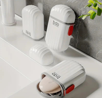 kitchenKing Soap Travel Container, Portable Soap Case with Lid, Leakproof Soap Box(White)