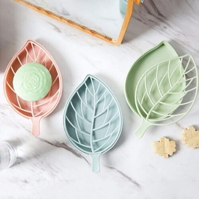 KRAZE Pack of 3 Leaf Shape Double Layer Self Draining Bar Soap Holder x3.36(Multicolor)