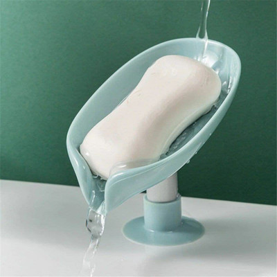 RS ENTERPRISES Pack of 1 Leaf Shaped Self Draining Suction Cup Mounting Soap Dish X1.152(Random Colour (Pack of 1))