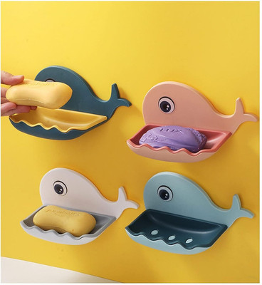 KRAZE Pack of 4 Beautiful Fish Design Double Layer Self Draining Soap Case x4.01(Multicolor)