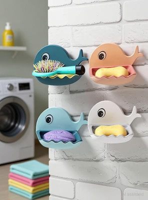 WAIT2SHOP Plastic Soap Holder Beautiful Fish Shape Bathroom Accessory(Multicolor)