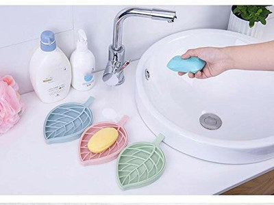 FGG Pack of 3Beautiful Leak Proof Leaf Shape Double Layer Soap Casex3.48(Multicolor)
