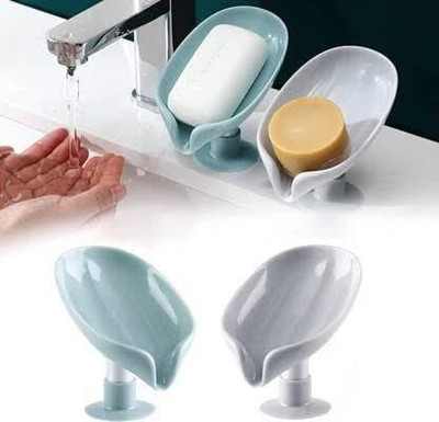 KRAZE Pack of 3 Lotus Leaf Shaped Self Draining No Drill/No Screw Soap Dish X3.13(Random Colour)