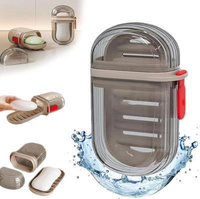 Xpandio Travel Soap Case, Leakproof Soap Container with Lid, Portable Bar Soap Holder(Transparent-Brown 1 pc)