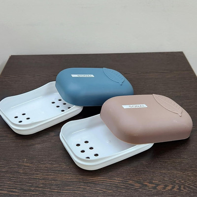 CSM Soap Case with Lid Soap Holder Soap Dish for Bathroom Kitchen Sink - Set of 2(Leaf Soap Case)
