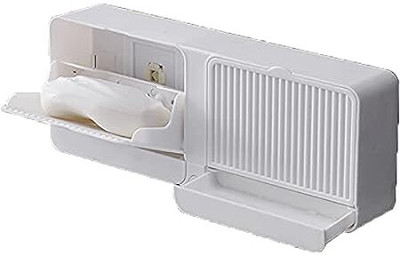 MELUDI No-Drilling Wall Mounted Soap Box with Double Soap Holder & Drain Tray(Multicolor)
