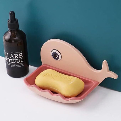 Radha Pack of 4 Cute Dolphin Shaped Self Adhesive Wall Mounted Soap Case x4.78(Multicolor)