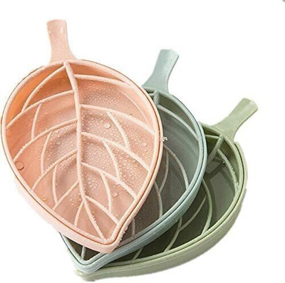 Radha Pack of 3Leaf Shape Self Draining Bar Soap Holder x3.26(Random Colour)