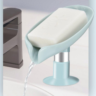 MobFest ® Non-slip Leaf Shape Suction Drain Soap Box Bathroom Soap Holder Eco Friendly Household(Multicolor)