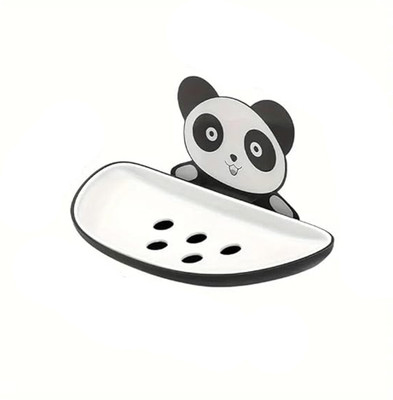 vk venture Panda design self-drain Soap Holder with Wall Mount Stricker(White)