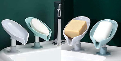 KRAZE Pack of 4 Lotus Leaf Shaped Self Draining No Drill/No Screw Soap Dish X4.12(Random Colour)