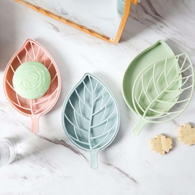 Shreejee Pack of 3Leaf Shape Self Draining Bar Soap Holder x3.29(Random Colour)