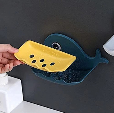 Fulkiza Pack of 2 Cute Dolphin Shaped Self Adhesive Wall Mounted Soap Case x2.193(Multicolor)