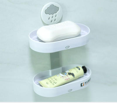 KUBER INDUSTRIES Two Tier Hanging Soap Case|Self Adheshive & Easy to Install(White)