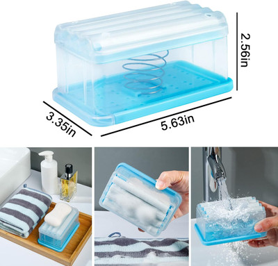SellVera Soap Dish Laundry Rolling Soap Box Portable Soap Bar Dispenser With Ruber Roller 500 ml Soap Dispenser(Multicolor)