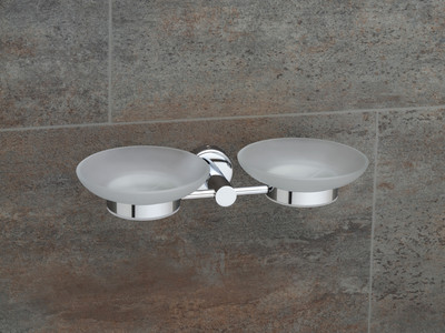 Bright Vision Glass double soap dish with HOLDER WITH SCREW(White)