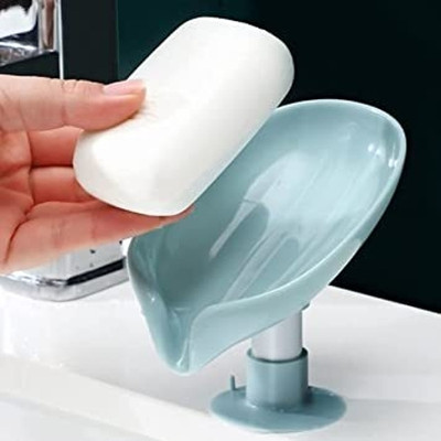 WebDealz Pack of 1 Leaf Shaped Self Draining Suction Cup Soap Dish x1.168(Random Colour)