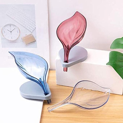 Yazooly Leaf Shape Soap Holder, Decorative Drain Plastic Soap Dish-1 Pcs(Multicolor)