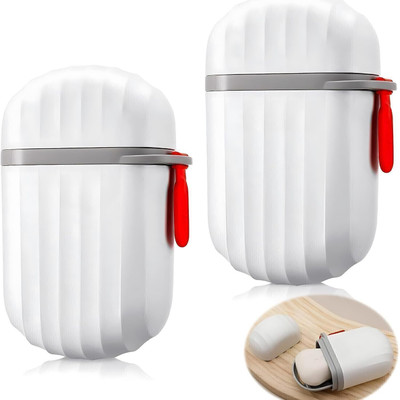 Flywind Travel Soap Box Plastic Transparent Waterproof Portable Soap Dish Box for Travel(White)